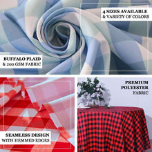 Buffalo Plaid Tablecloth | 108" Round | White/Red | Checkered Gingham Polyester Tablecloth