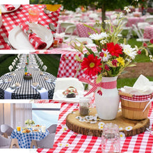Buffalo Plaid Tablecloth | 108" Round | White/Red | Checkered Gingham Polyester Tablecloth