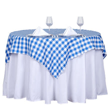 54Inch Square Buffalo Plaid Polyester Overlay | Checkered Gingham Overlay - White/Blue