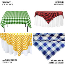 54Inch Square Buffalo Plaid Polyester Overlay | Checkered Gingham Overlay - White/Blue