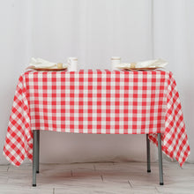 Buffalo Plaid Tablecloth | 70"x70" Square | White/Red | Checkered Gingham Polyester Tablecloth
