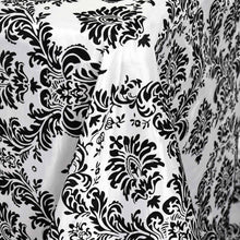 60x102" Velvet Flocking Design Tafetta Tablecloth - Black#whtbkgd