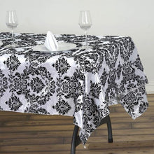 60x102" Velvet Flocking Design Tafetta Tablecloth - Black