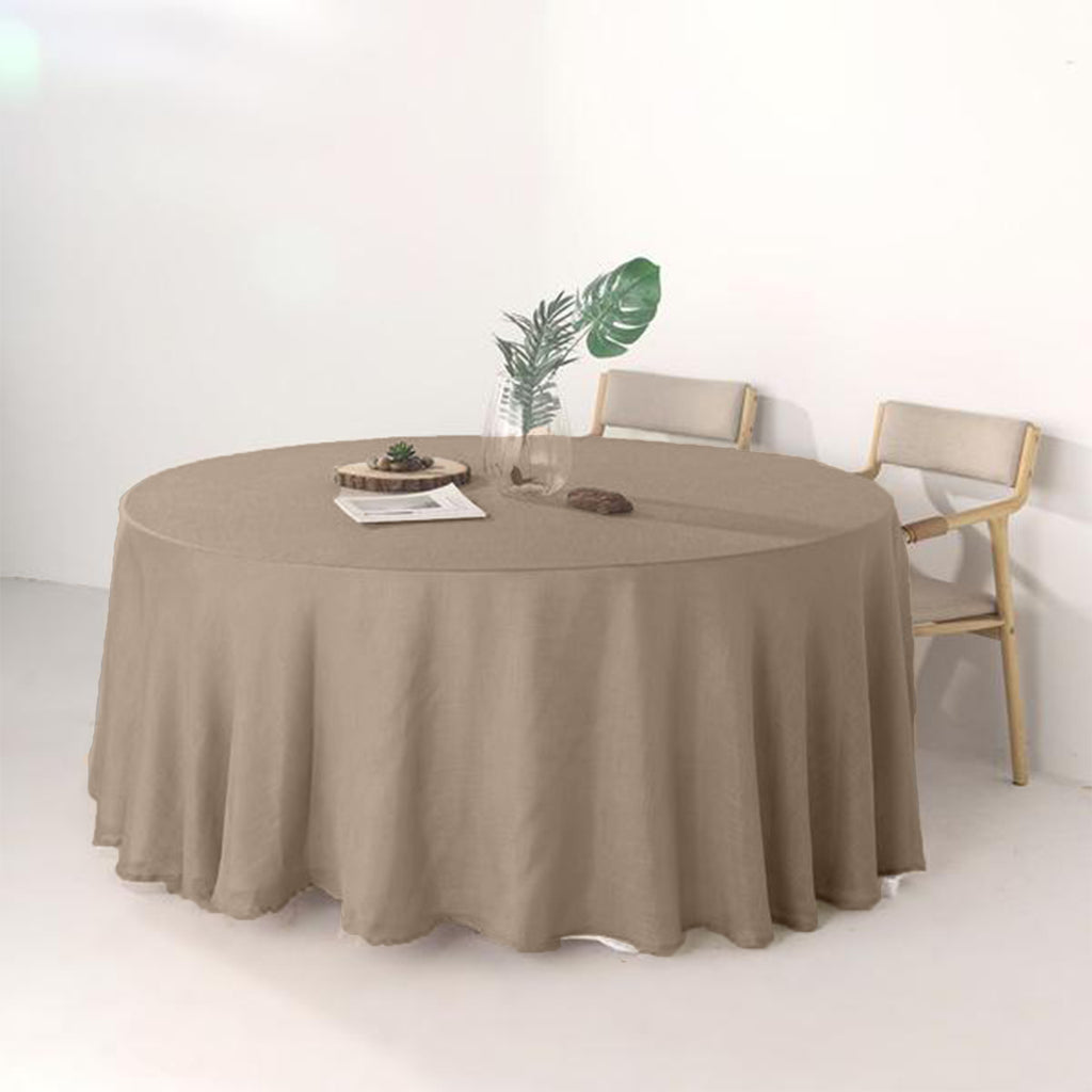 Round 120" Burlap Tablecloth 100% Premium Natural Refined Jute 5ft Table Cover 