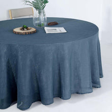 120 Blue Linen Round Tablecloth, Slubby Textured Wrinkle Resistant Tablecloth