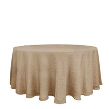 120inch Natural Jute Faux Burlap Round Tablecloth | Boho Chic Table Linen