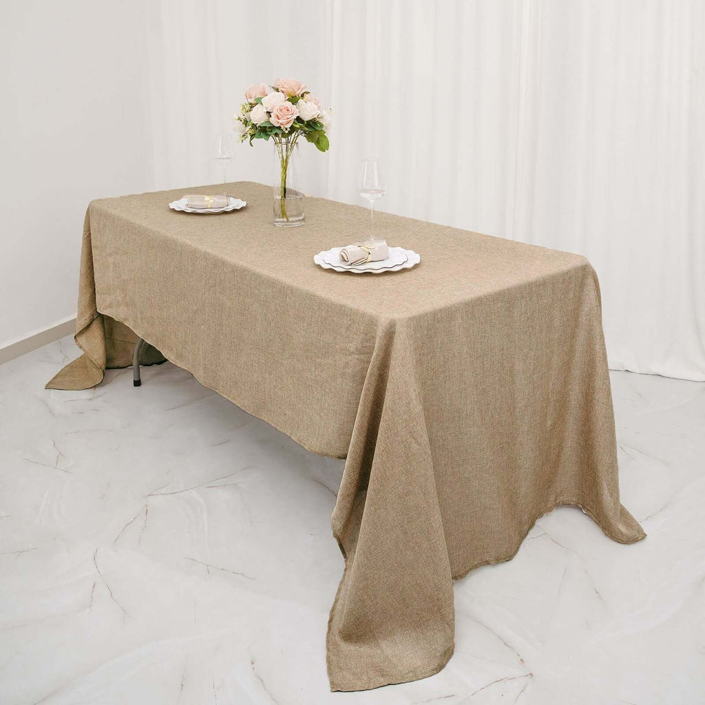 60"x126" Natural Jute Faux Burlap Rectangular Tablecloth Boho Chic