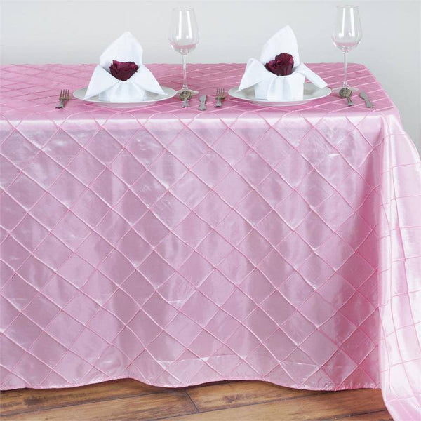Pink 90x132" Pintuck Tablecloths