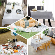 Black/White Plastic Rectangle Tablecloth, Waterproof Disposable PVC Tablecloth - Checkered Design