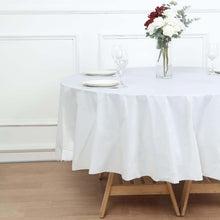 84" White 10 Mil Thick Crushed Design Waterproof Tablecloth PVC Round Disposable Tablecloth#whtbkgd