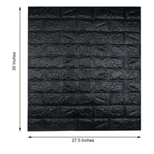 Pack of 10 | 58 Sq.Ft Black Peel and Stick 3D Foam Brick Wall Tile