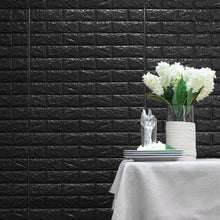 10 Pack | 58 Sq.Ft Black Peel and Stick 3D Foam Brick Wall Tile