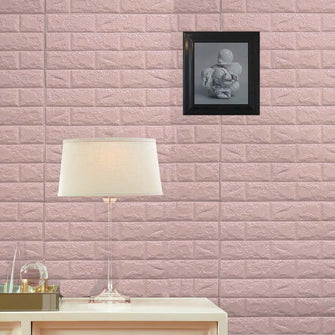 10 Pack | 58 Sq.Ft Blush Pink Peel and Stick 3D Foam Brick Wall Tile