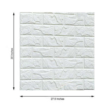 Pack of 10 | 58 Sq.Ft White Peel and Stick 3D Foam Brick Wall Tile