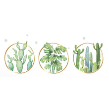 Green Tropical Leaf Plants & Cactus Flat Frame Wall Decals, Decor Stickers#whtbkgd