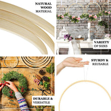 Set of 5 - Natural Wooden Rings for Crafts, Floral Hoop Wreath, Wooden Hoop