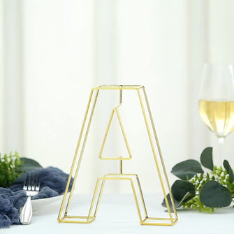 8" Tall - Gold Wedding Centerpiece - Freestanding 3D Decorative Wire Letter - A