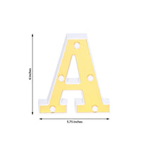 6" Gold 3D Marquee Letters - Warm White 5 LED Light Up Letters - A