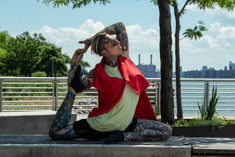 Chris Lavish wearing Zero Waste Designer Malaika New York