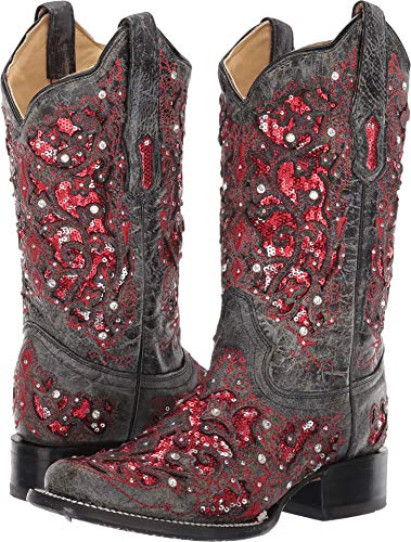 red glitter cowboy boots