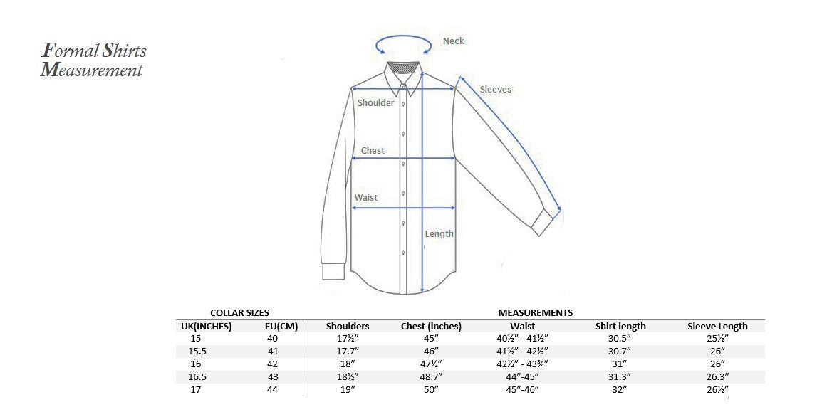 Formal shirt measurement with UK/EU size conversion