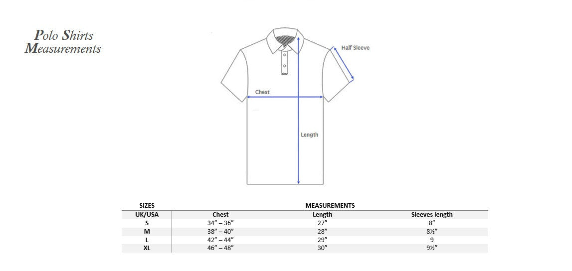 Polo shirts measurements