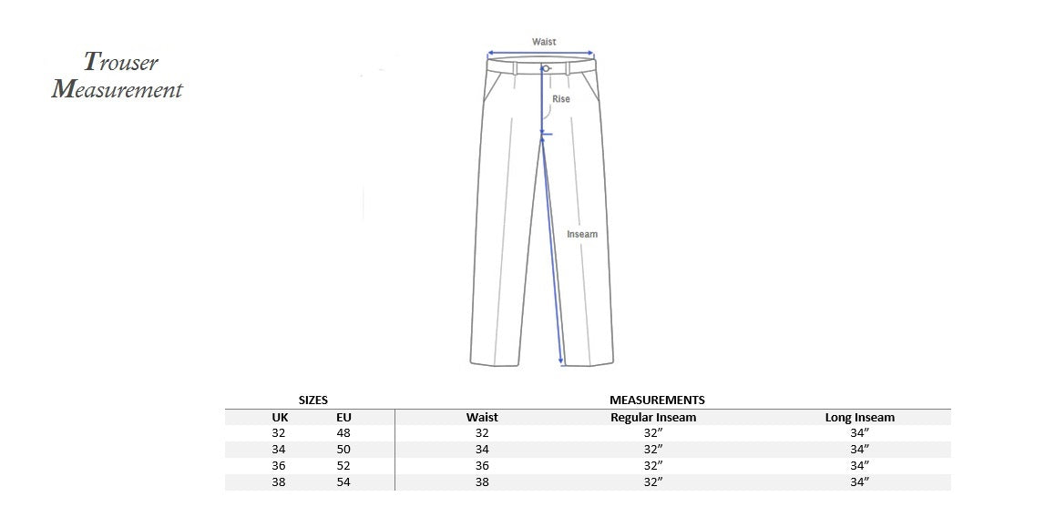 Trouser measurement with UK/EU size Conversion
