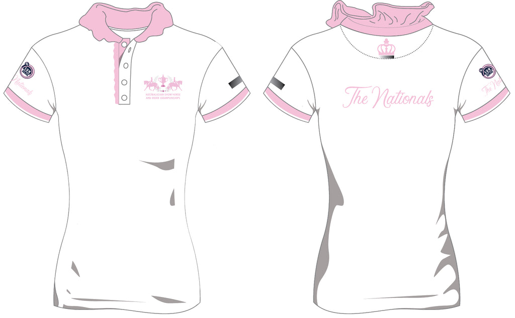 white polo with pink horse