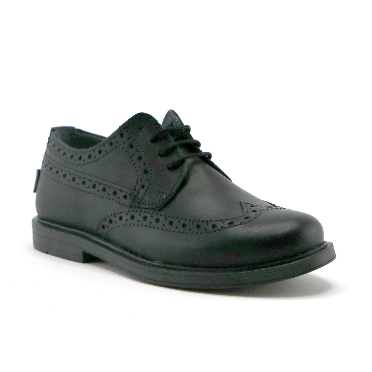 Black leather boys lace-up classic 