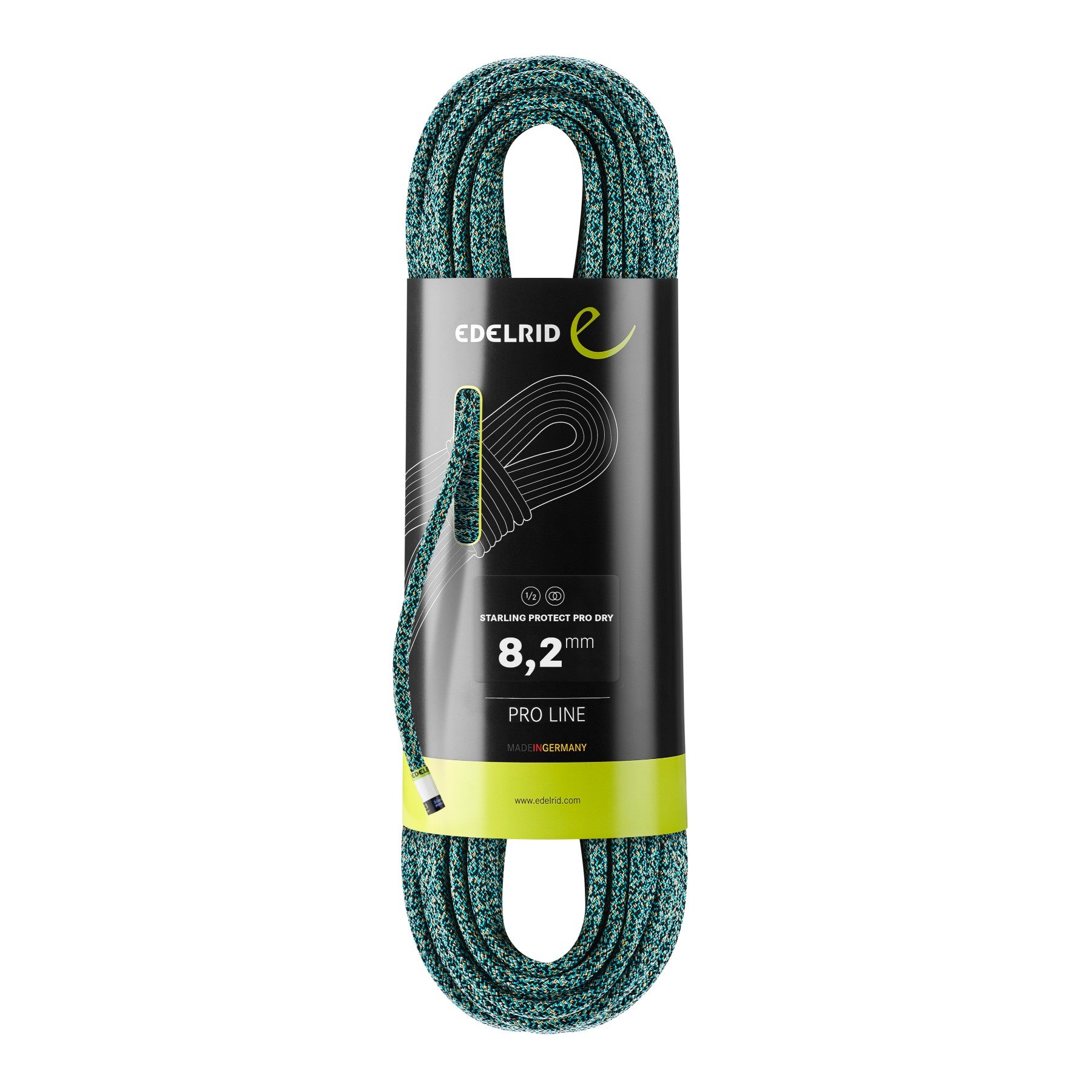 Edelrid Starling Protect Pro Dry 8.2mm x 50m, Colour Yellow-Night