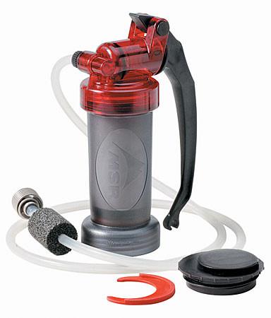 MSR Miniworks EX, portable water filter with all parts shown