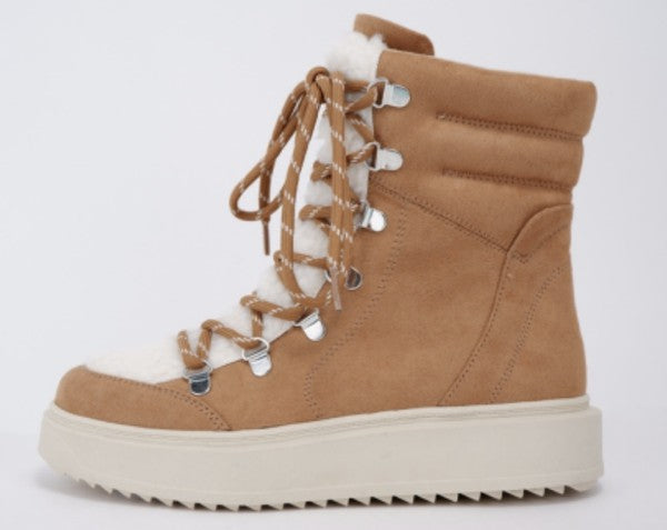 tan flat lace up ankle boots