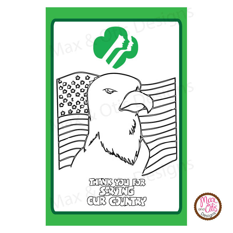 Girl Scout Thank You Veterans Printable Coloring Sheet Max And Otis Designs 8796