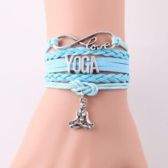 Infinity Yoga Wrap Bracelet with Silver Tone Charm