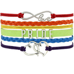 Gay PRIDE LGBT Rainbow Wrap Bracelet w/ Infinite Love & Heart Charms