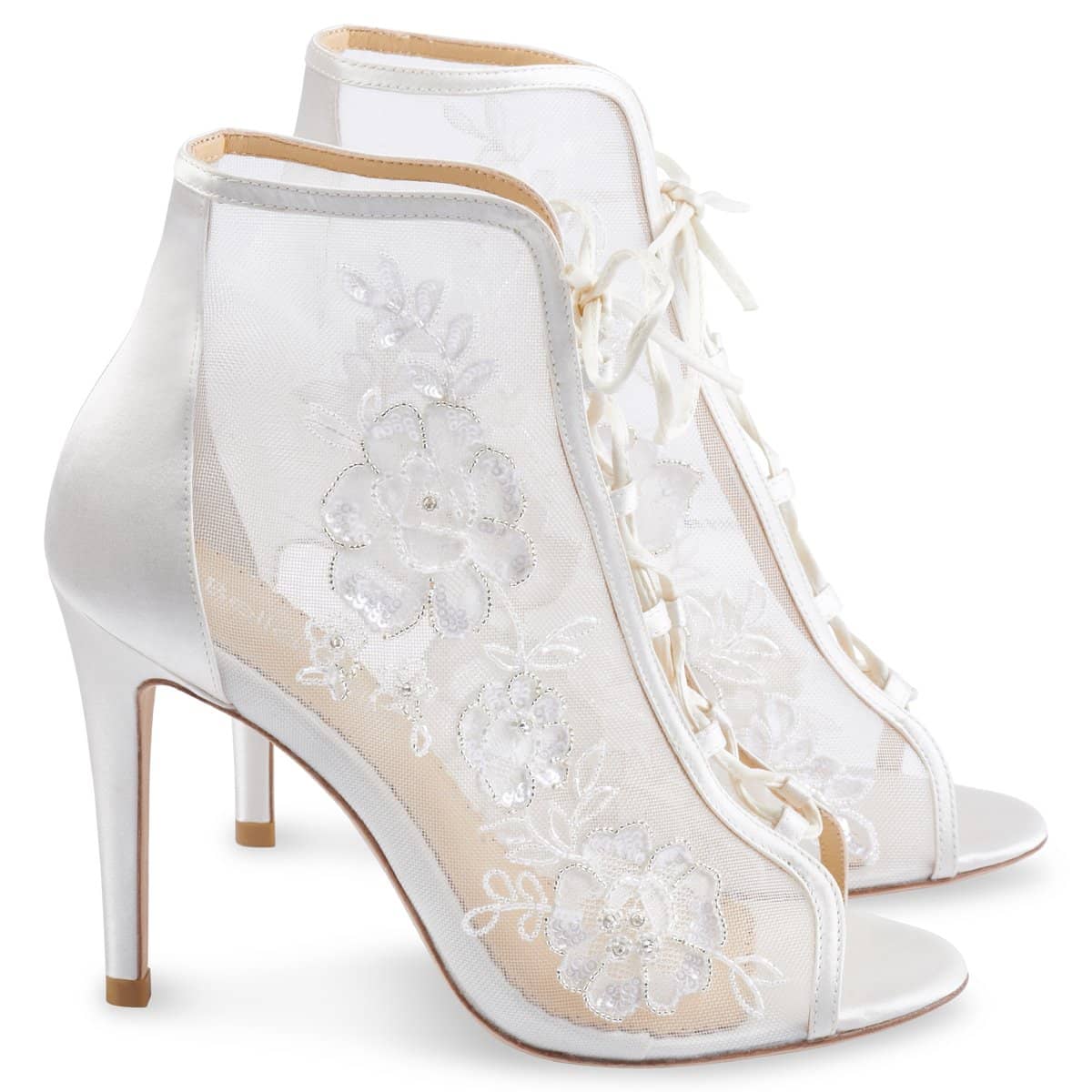 ivory booties heels