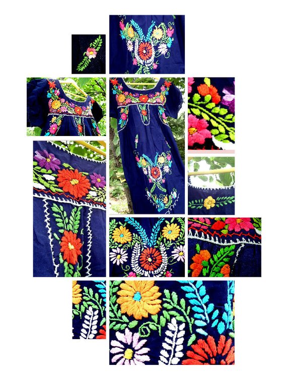 mexican floral embroidered dress