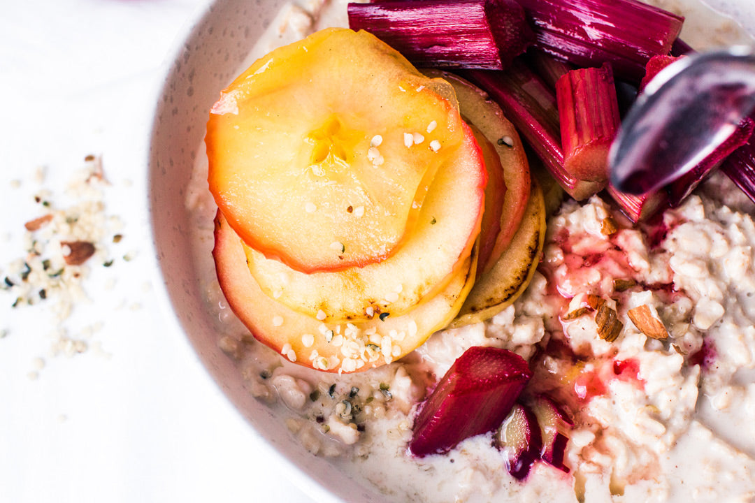 hemp oat rhubarb apple porridge recipe