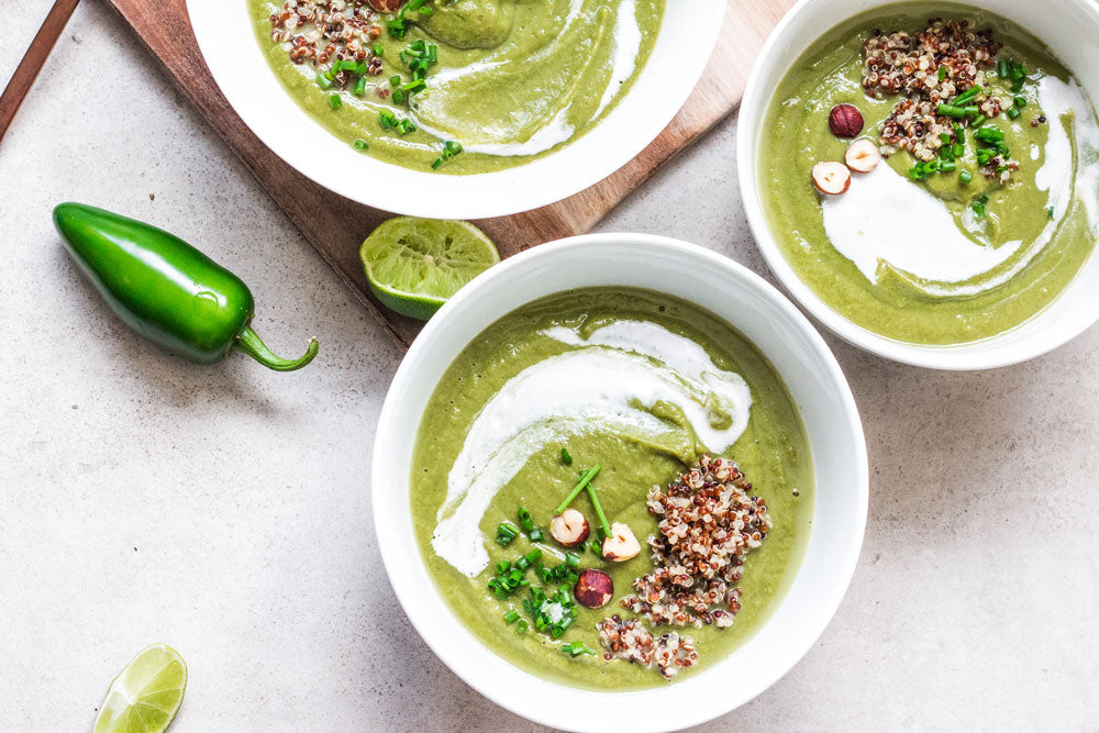 creamy green soup recipe bowls