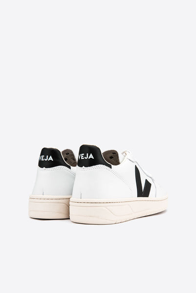 veja black leather trainers