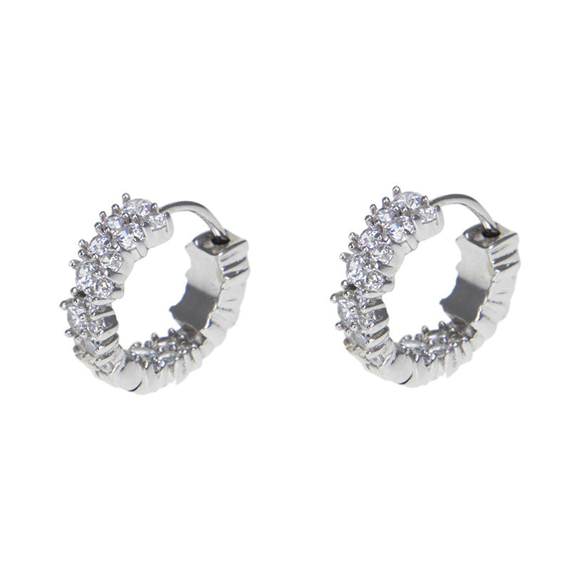 Cluster CZ Huggie Hoop Earrings
