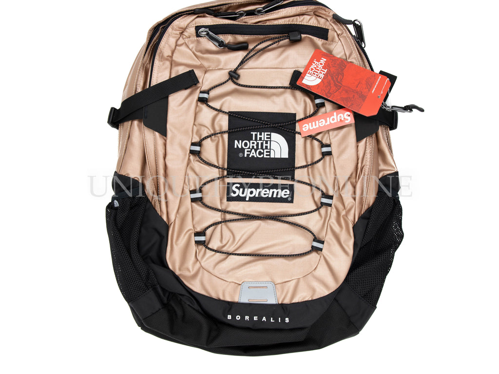 supreme the north face metallic borealis backpack gold