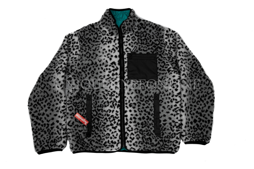 supreme leopard fleece reversible jacket