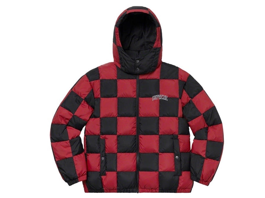 supreme checkerboard puffy jacket