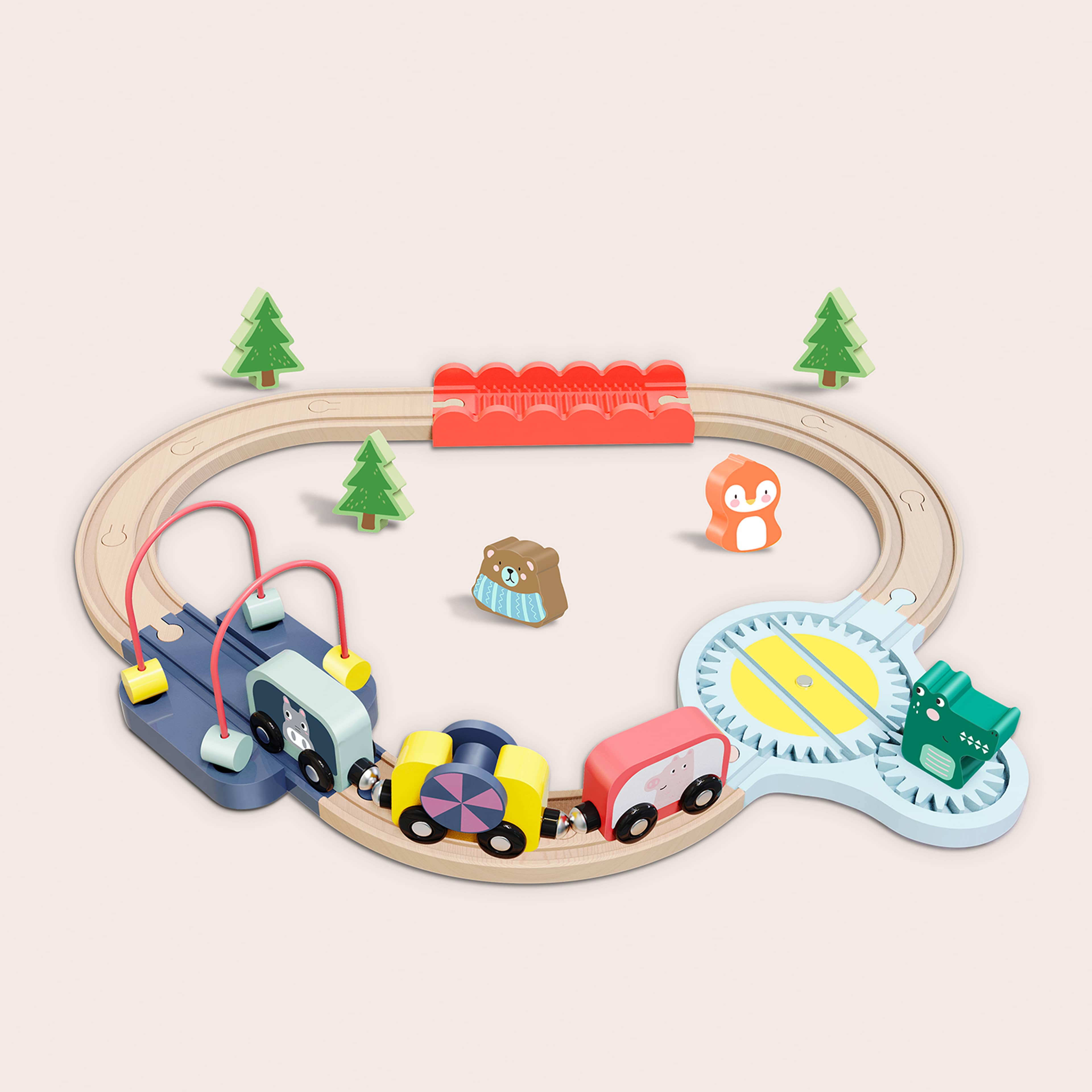 small wooden train set