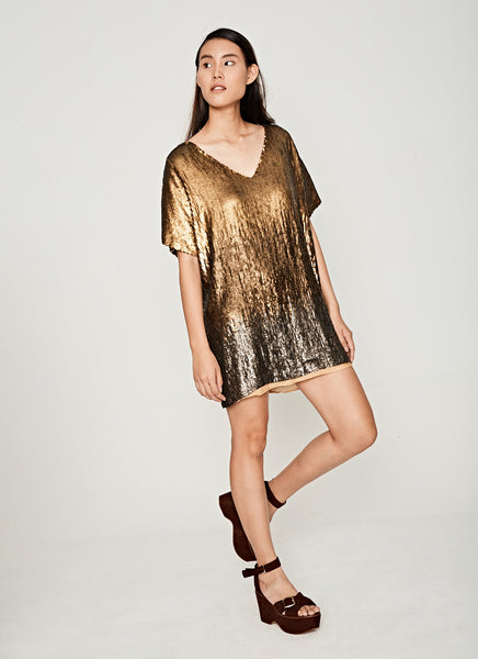 gold sequin tshirt dress