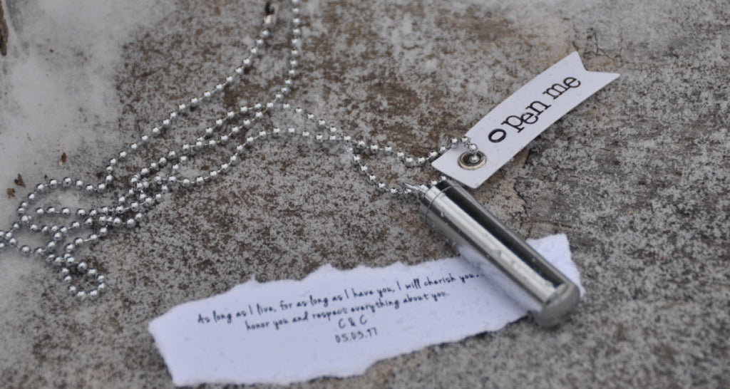 Paper Anniversary Gift Message in a Bottle Necklace