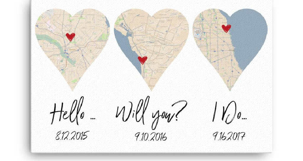 Paper Anniversary Gift Custom Location Canvas