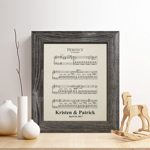 1st anniversary gifts for her sheet music with frame
