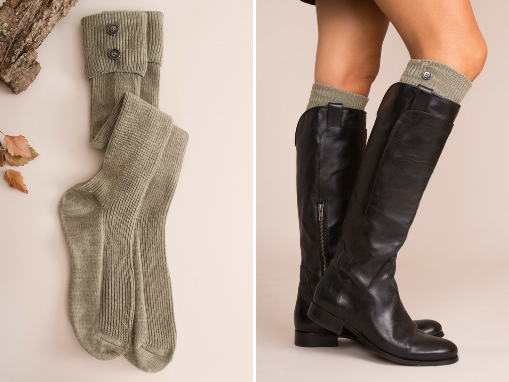 Olive Button Boot Socks